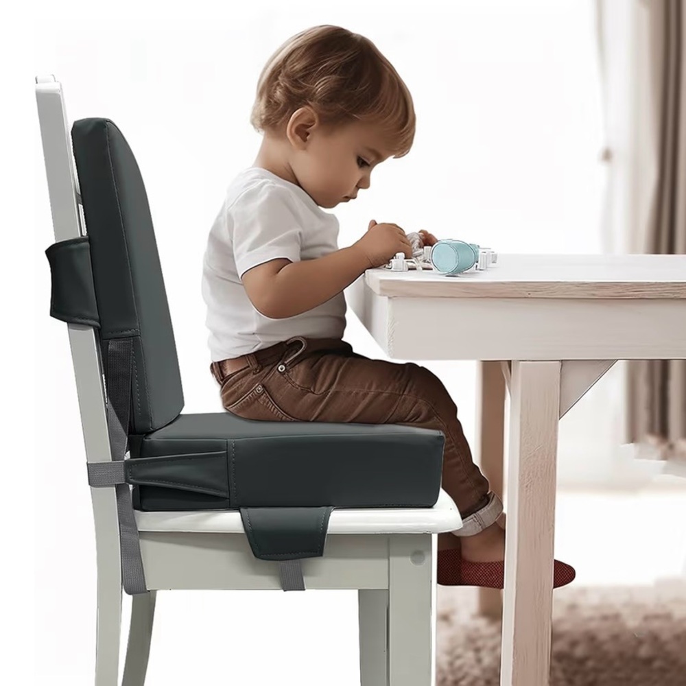 Eiury Booster Seat Cushions (Set of 2) Gray | Adjustable Chair Straps